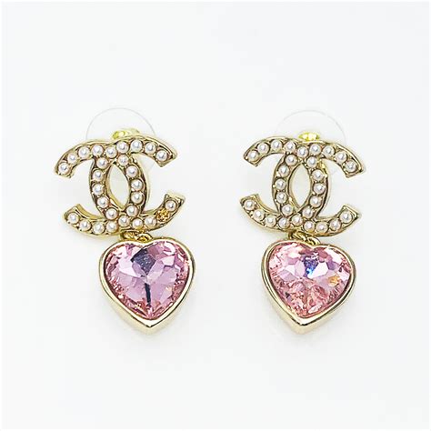 chanel heart drop earrings|authentic chanel earrings.